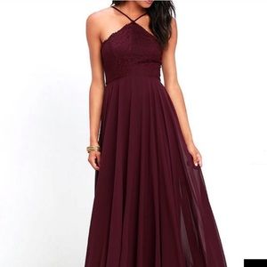Lulu’s Everlasting Enchantment Burgundy Maxi Dress